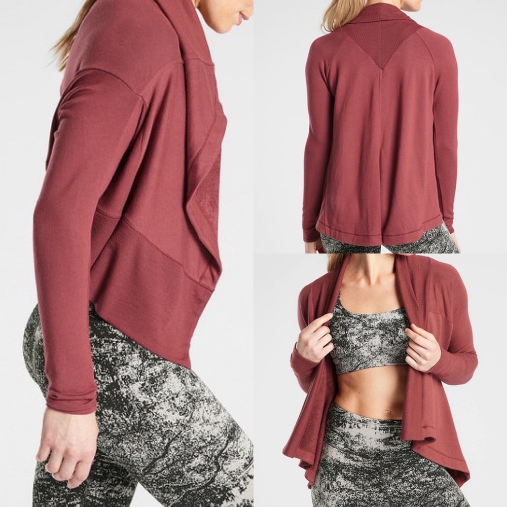 Athleta | Nirvana Wear Two Ways Wrap Cardigan Mapel Red